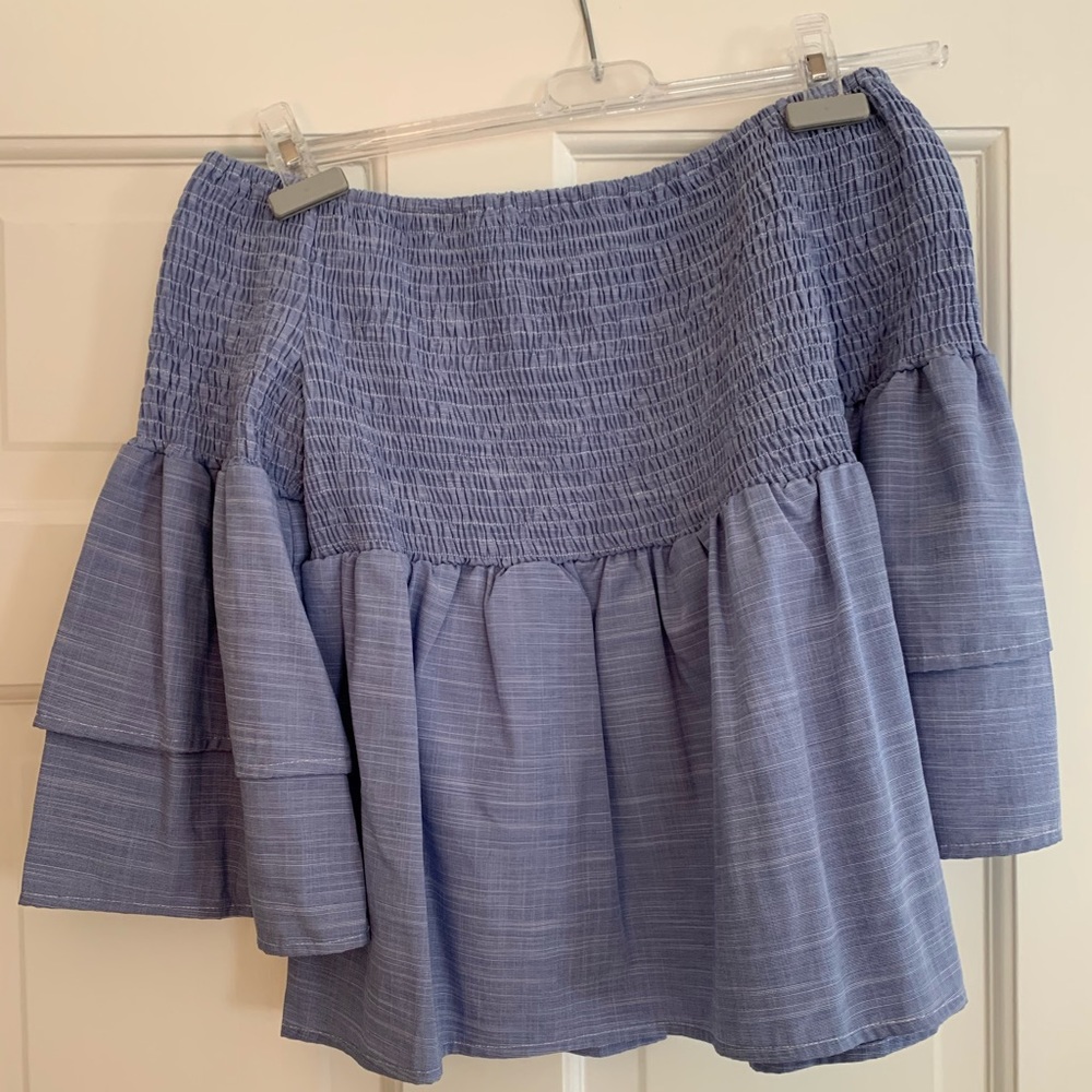 Blue off the shoulder top